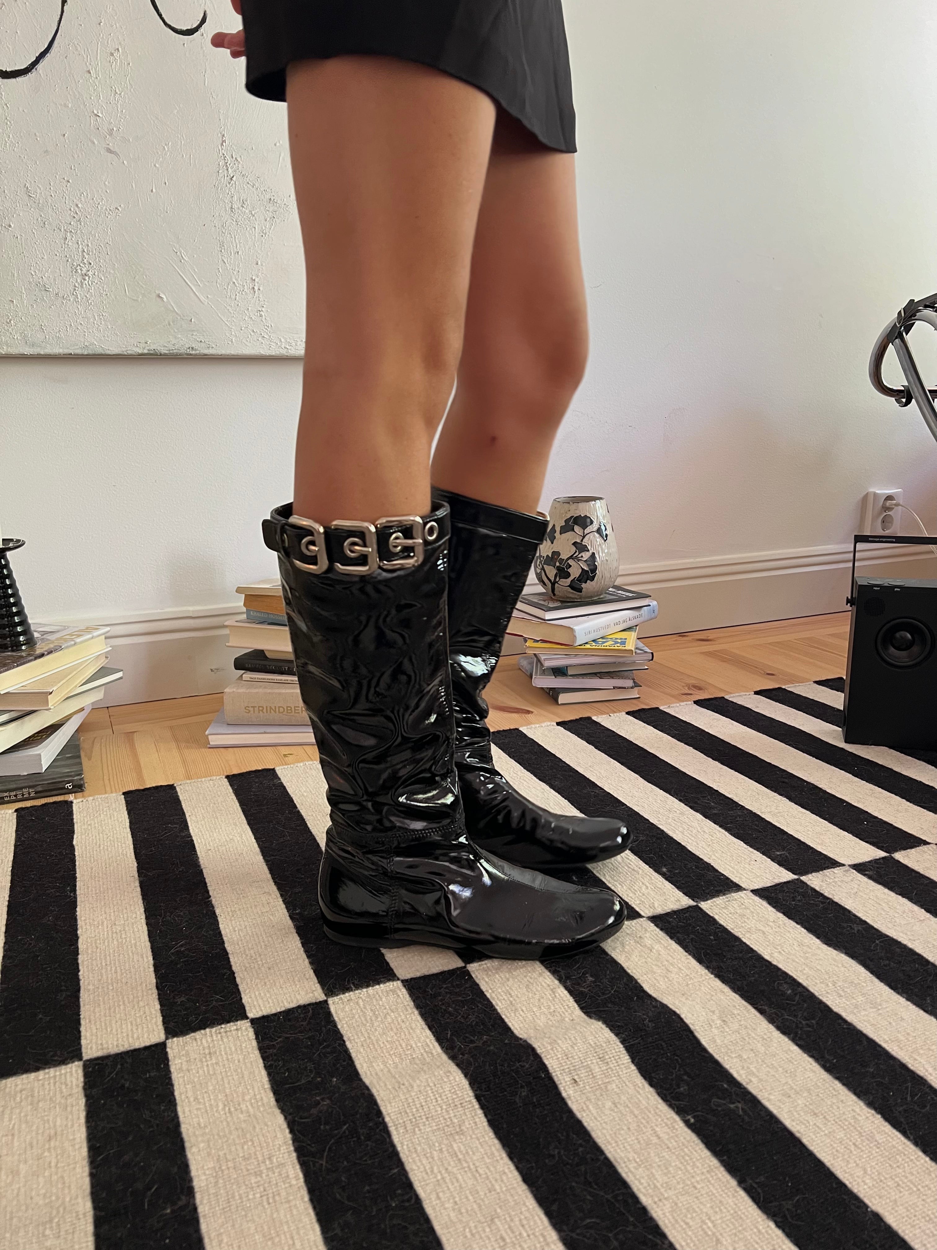 Miu Miu Patent Biker Boots