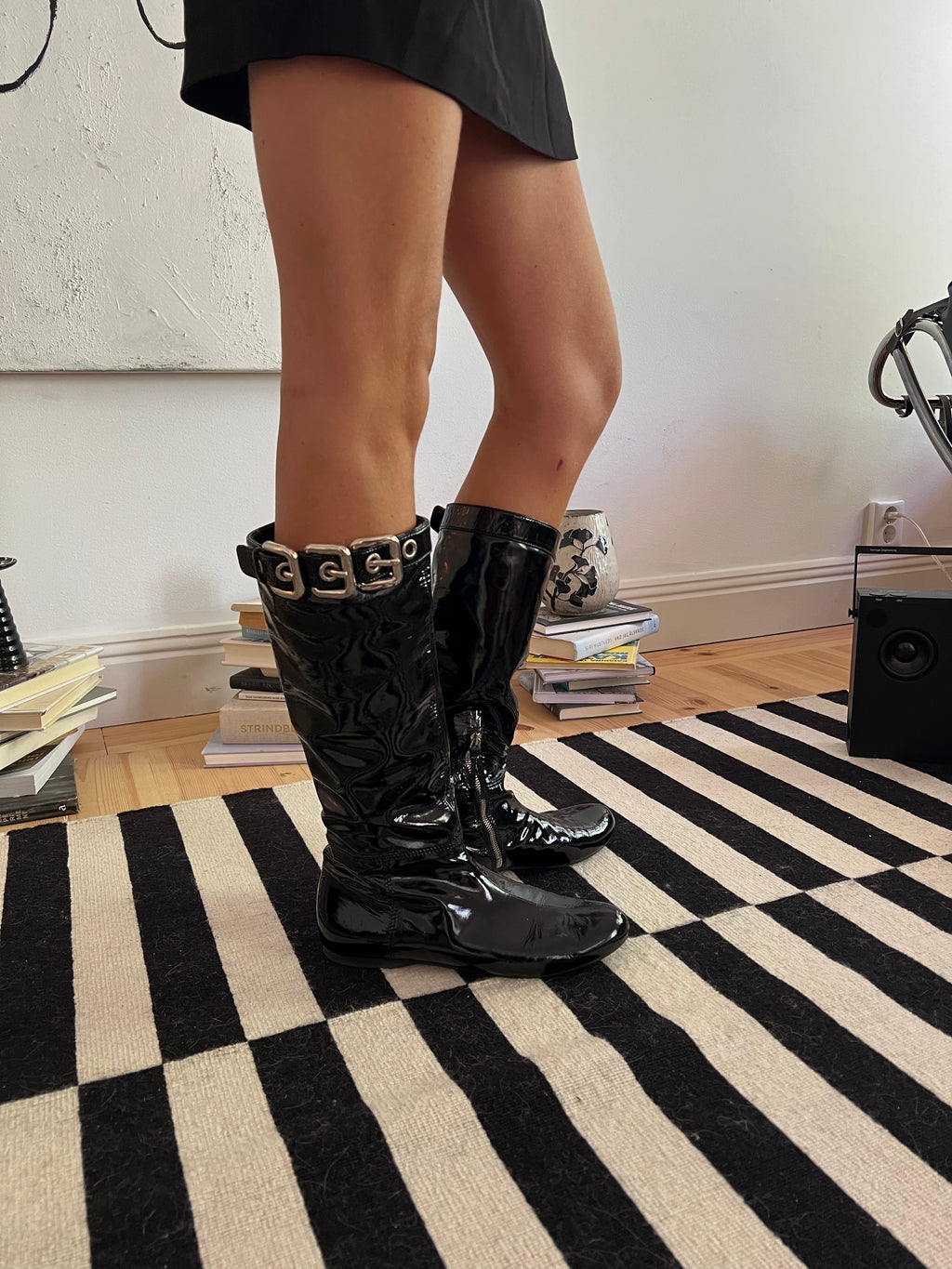 Miu Miu Patent Biker Boots