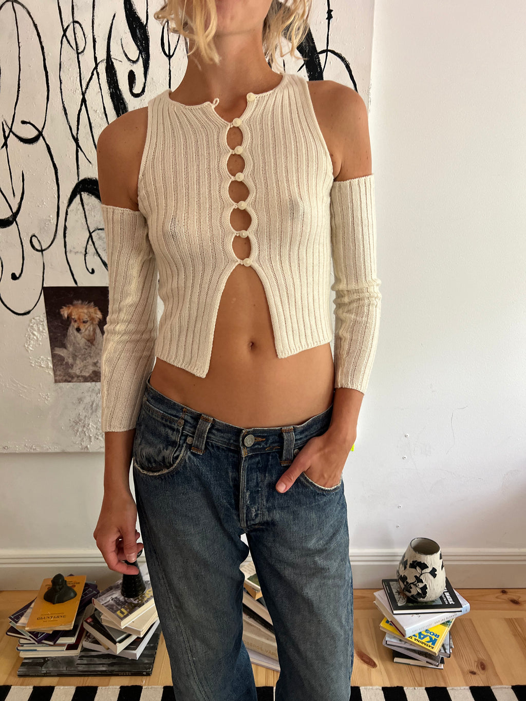 Cream Knitted Top