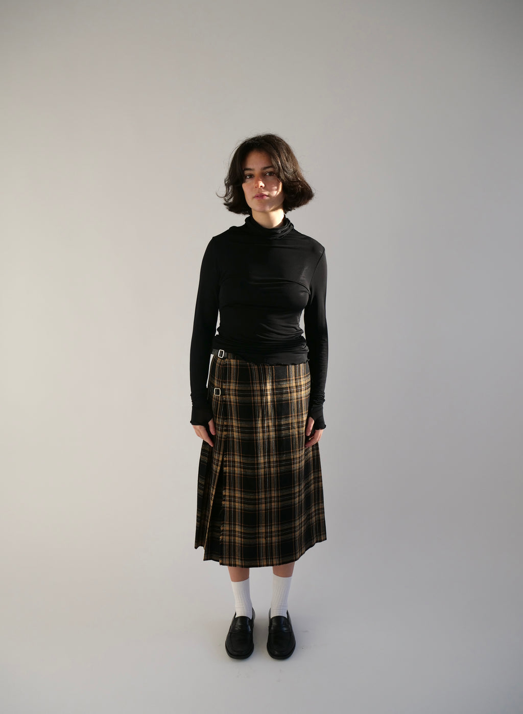 Checkered Wool Skirt