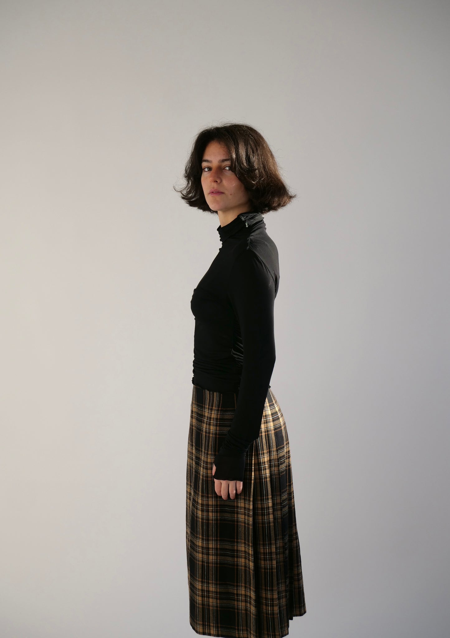 Checkered Wool Skirt